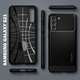 Samsung Galaxy S21 SPIGEN szilikon telefontok, FEKETE - mobshop.hu