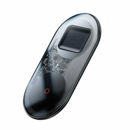BASEUS 2in1 Wireless Charger TURBO EDITION okostelefon / Apple Airpods töltő 2x10W FEKETE MobShop