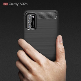 Samsung Galaxy A02S karbon (carbon) mintás szilikon tok, fekete - mobshop.hu