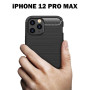 iPhone 12 PRO MAX karbon (carbon) mintás szilikon tok, FEKETE - mobshop.hu